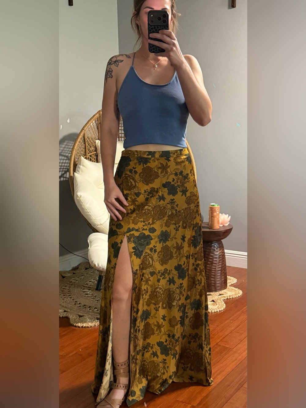 VICI Maxi Skirt - Mustard Floral